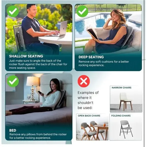 Ready Rocker Portable Back Support Rocker Cloud Gray - Picture 2 of 9